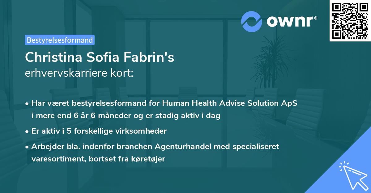 Christina Sofia Fabrin's erhvervskarriere kort