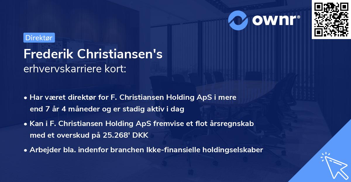 Frederik Christiansen's erhvervskarriere kort