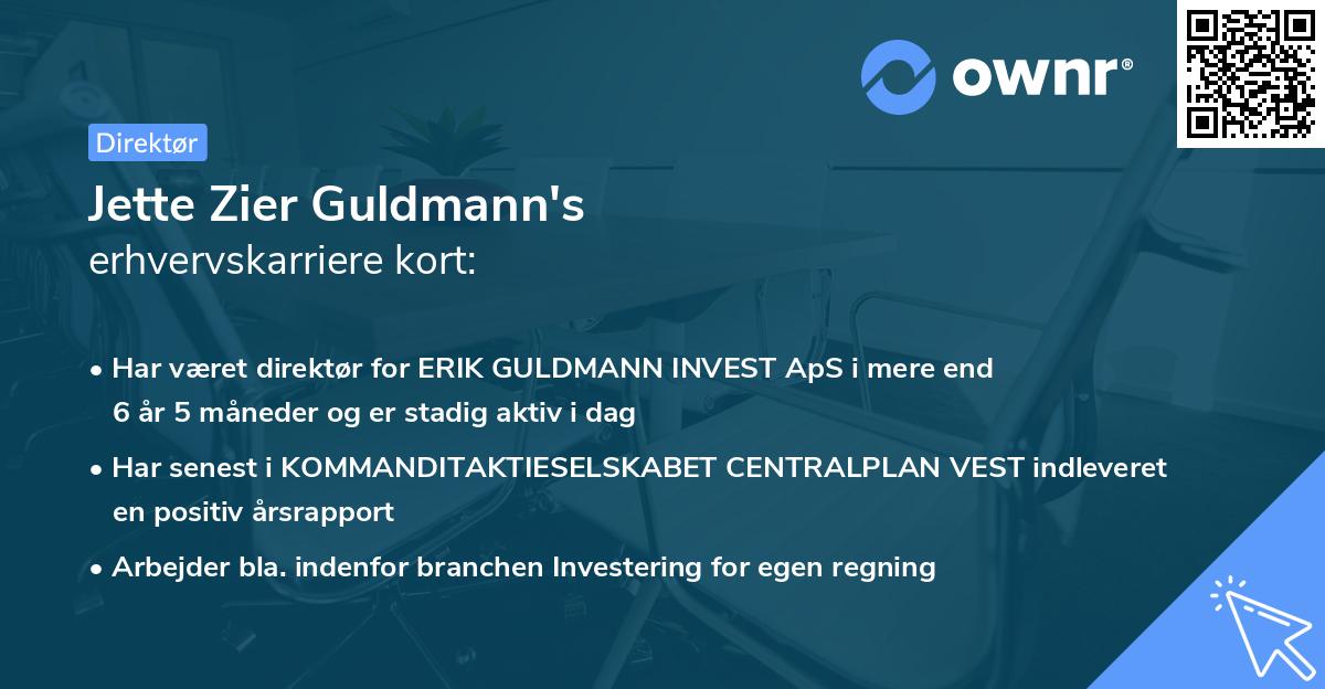 Jette Zier Guldmann's erhvervskarriere kort