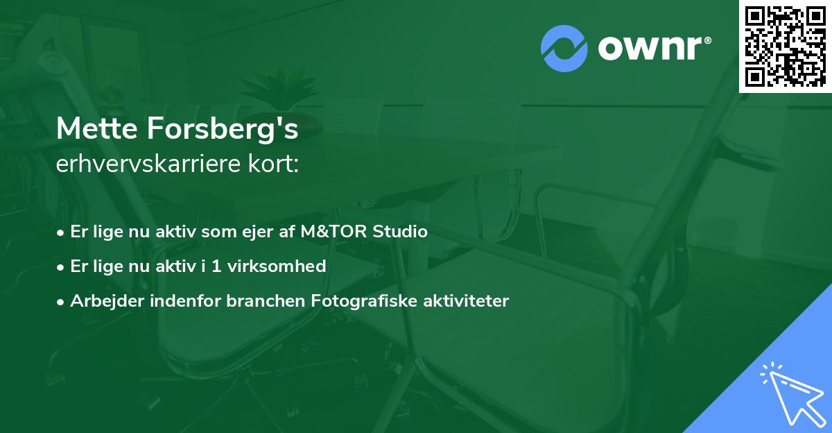 Mette Forsberg's erhvervskarriere kort