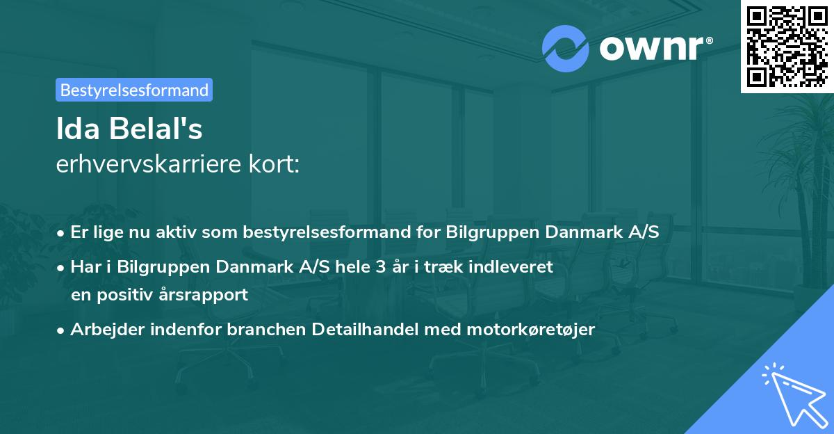 Ida Belal's erhvervskarriere kort