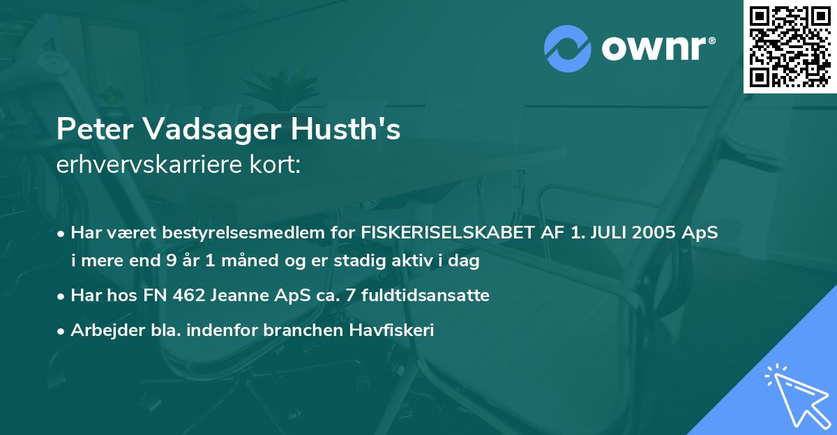 Peter Vadsager Husth's erhvervskarriere kort