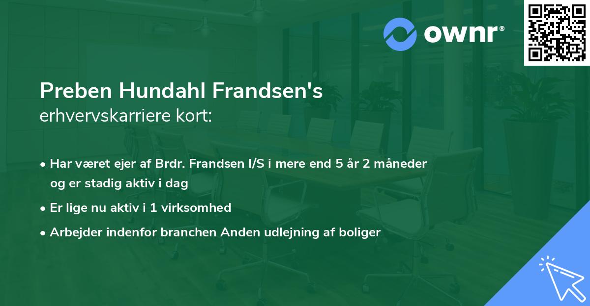 Preben Hundahl Frandsen's erhvervskarriere kort