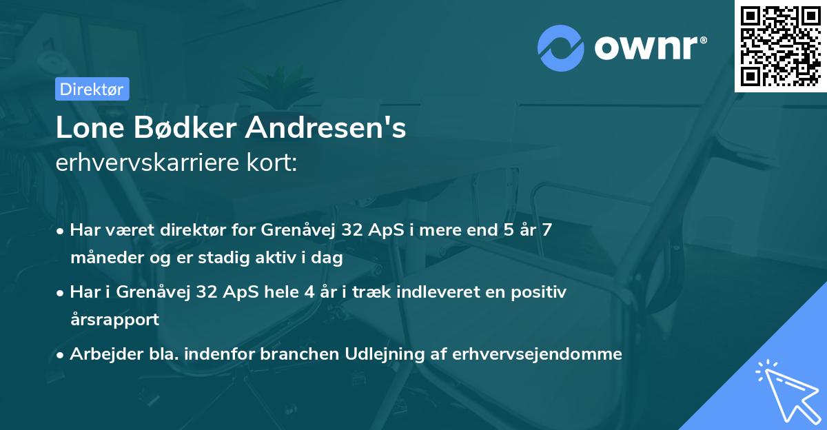Lone Bødker Andresen's erhvervskarriere kort
