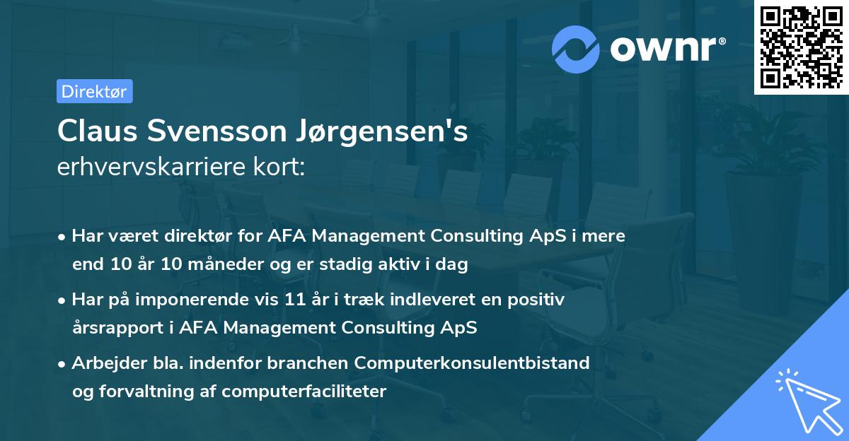 Claus Svensson Jørgensen's erhvervskarriere kort