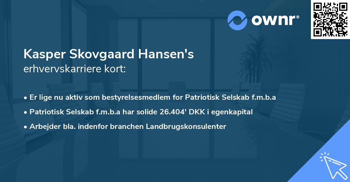 Kasper Skovgaard Hansen's erhvervskarriere kort