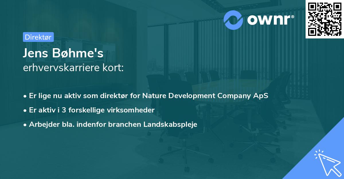 Jens Bøhme's erhvervskarriere kort