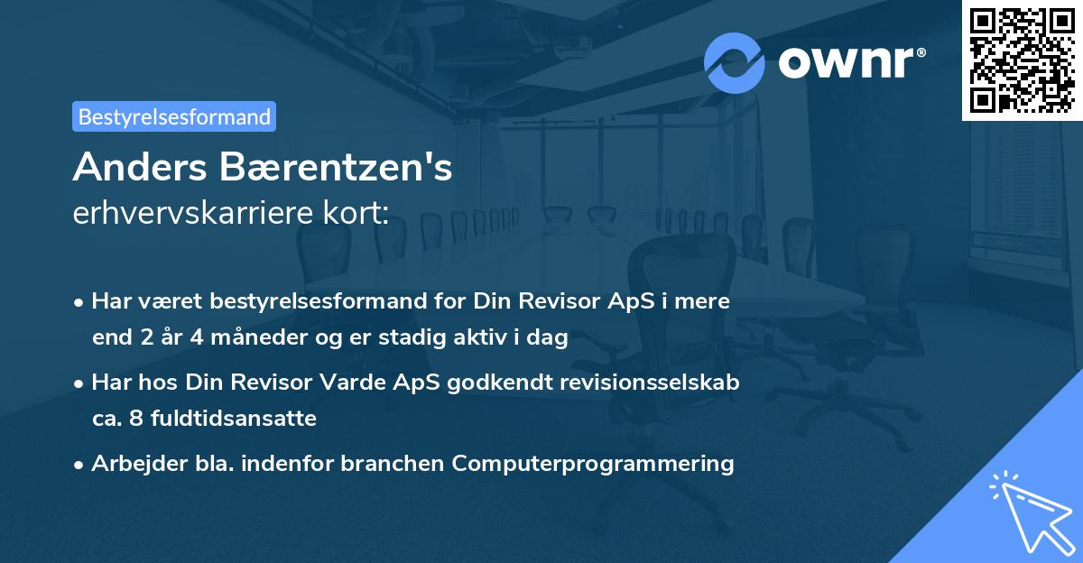 Anders Bærentzen's erhvervskarriere kort