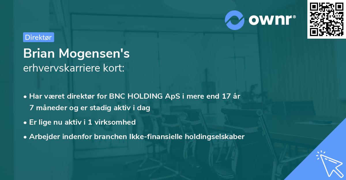 Brian Mogensen's erhvervskarriere kort