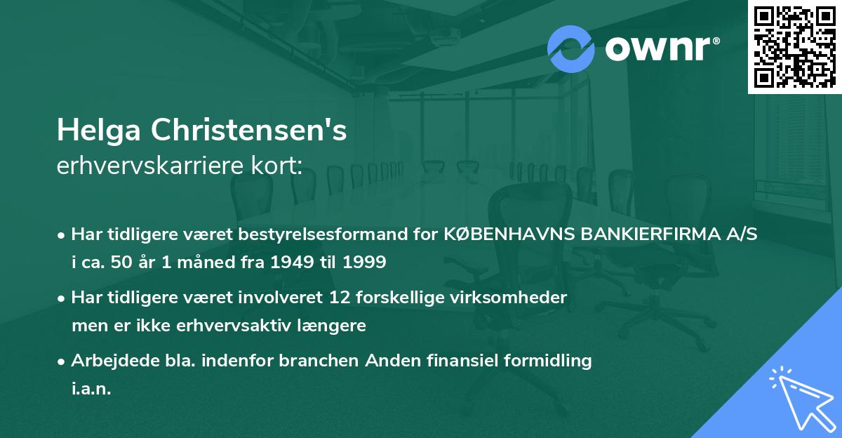 Helga Christensen's erhvervskarriere kort
