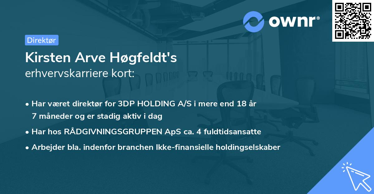 Kirsten Arve Høgfeldt's erhvervskarriere kort