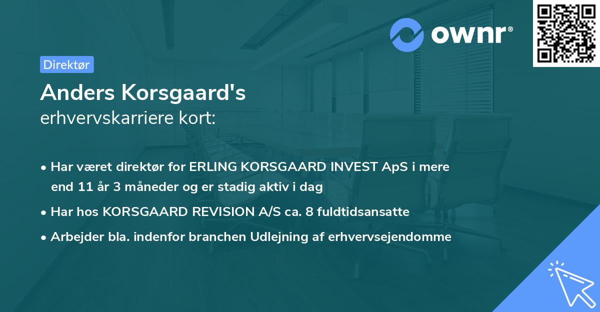 Anders Korsgaard's erhvervskarriere kort