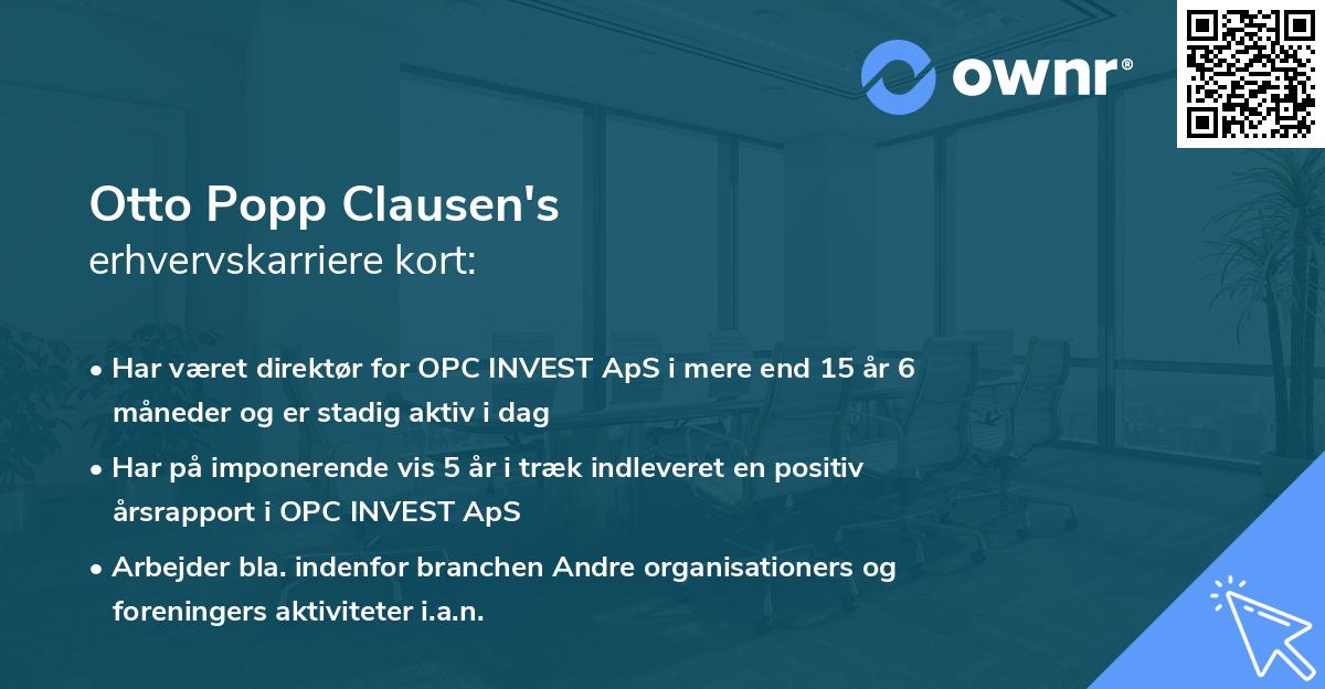 Otto Popp Clausen's erhvervskarriere kort