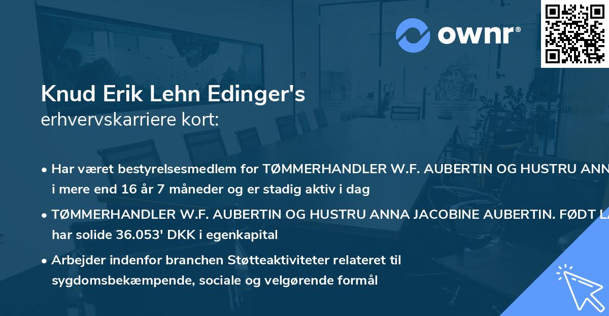 Knud Erik Lehn Edinger's erhvervskarriere kort