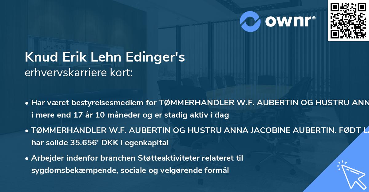 Knud Erik Lehn Edinger's erhvervskarriere kort