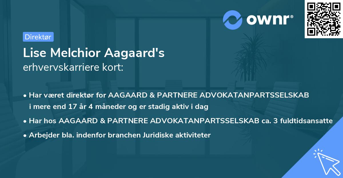 Lise Melchior Aagaard's erhvervskarriere kort