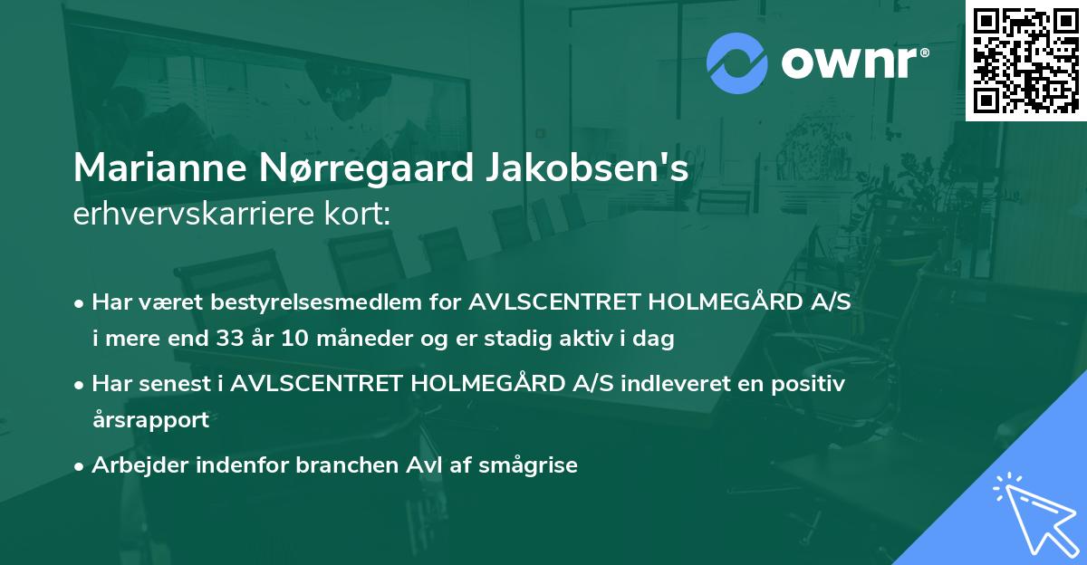 Marianne Nørregaard Jakobsen's erhvervskarriere kort