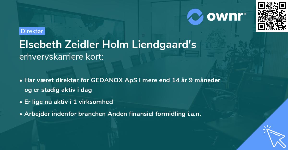 Elsebeth Zeidler Holm Liendgaard's erhvervskarriere kort