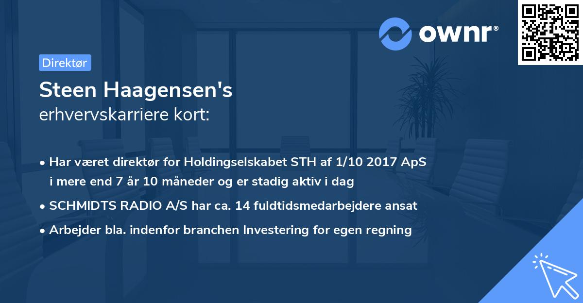Steen Haagensen's erhvervskarriere kort