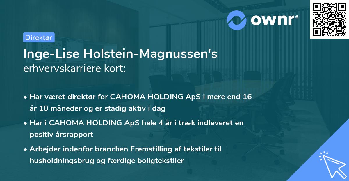 Inge-Lise Holstein-Magnussen's erhvervskarriere kort