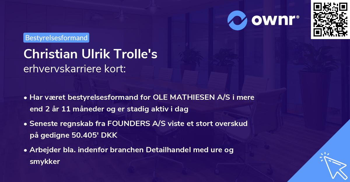 Christian Ulrik Trolle's erhvervskarriere kort