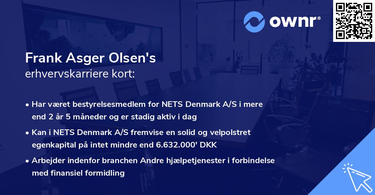 Frank Asger Olsen's erhvervskarriere kort