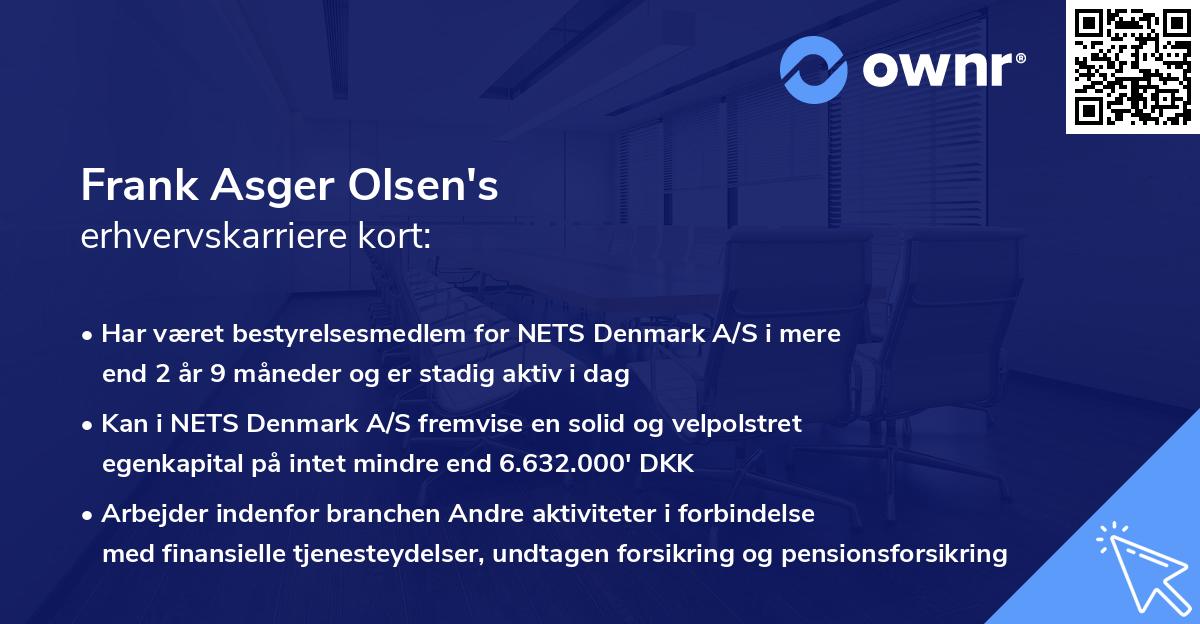 Frank Asger Olsen's erhvervskarriere kort