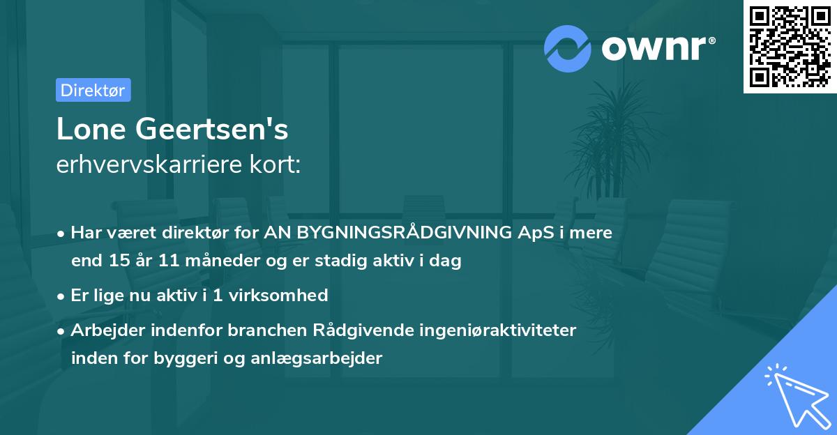 Lone Geertsen's erhvervskarriere kort