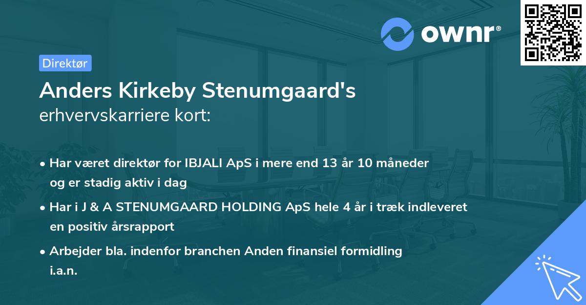 Anders Kirkeby Stenumgaard's erhvervskarriere kort