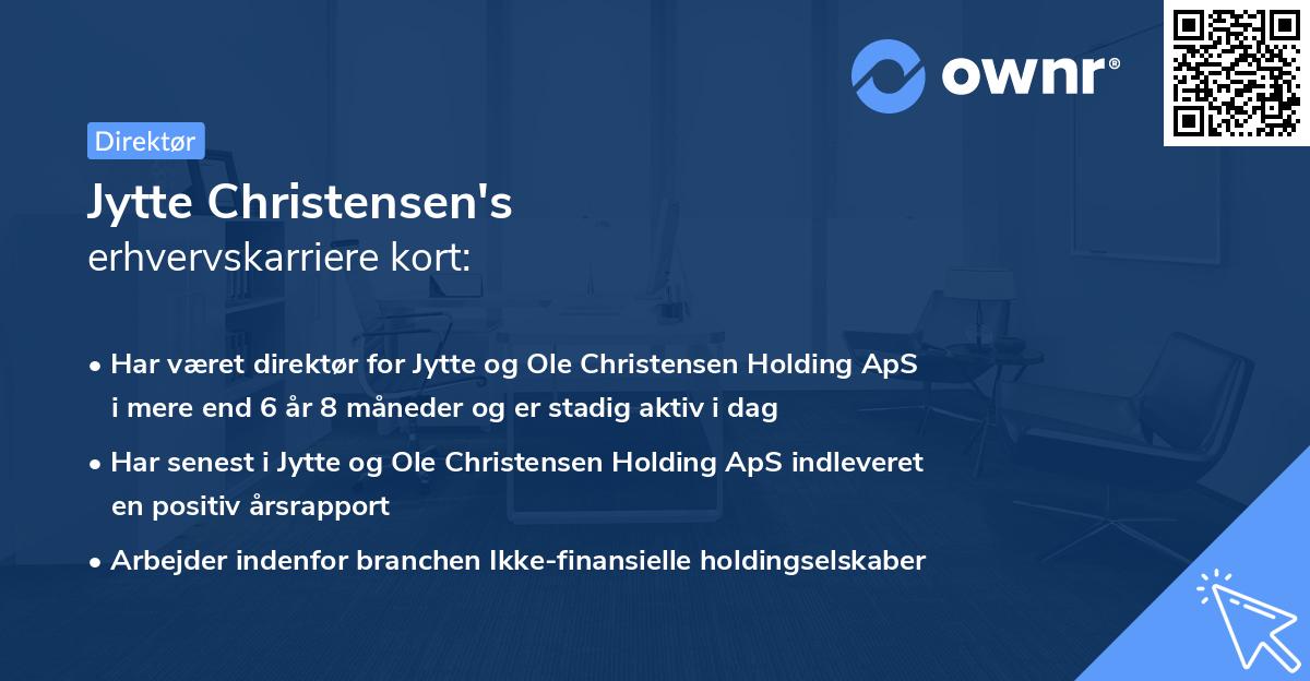 Jytte Christensen's erhvervskarriere kort