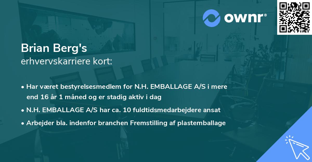 Brian Berg's erhvervskarriere kort
