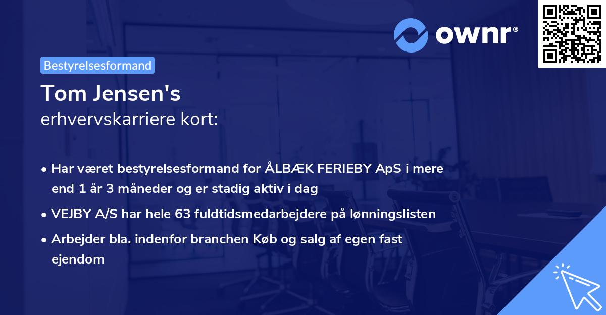 Tom Jensen's erhvervskarriere kort