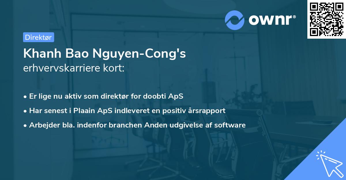 Khanh Bao Nguyen-Cong's erhvervskarriere kort