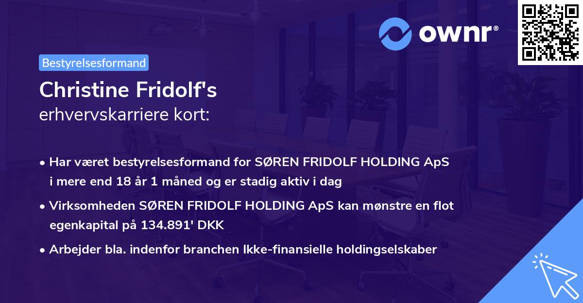 Christine Fridolf's erhvervskarriere kort