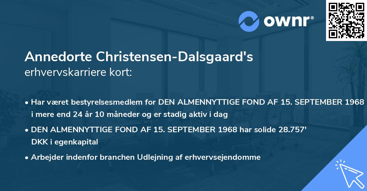 Annedorte Christensen-Dalsgaard's erhvervskarriere kort