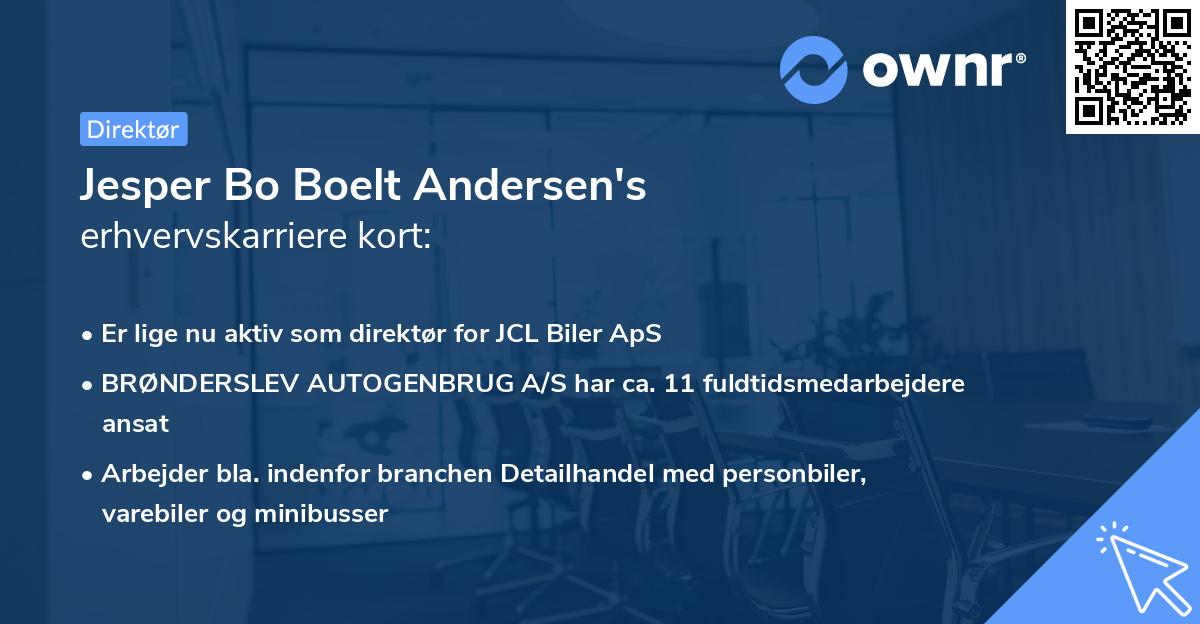 Jesper Bo Boelt Andersen's erhvervskarriere kort