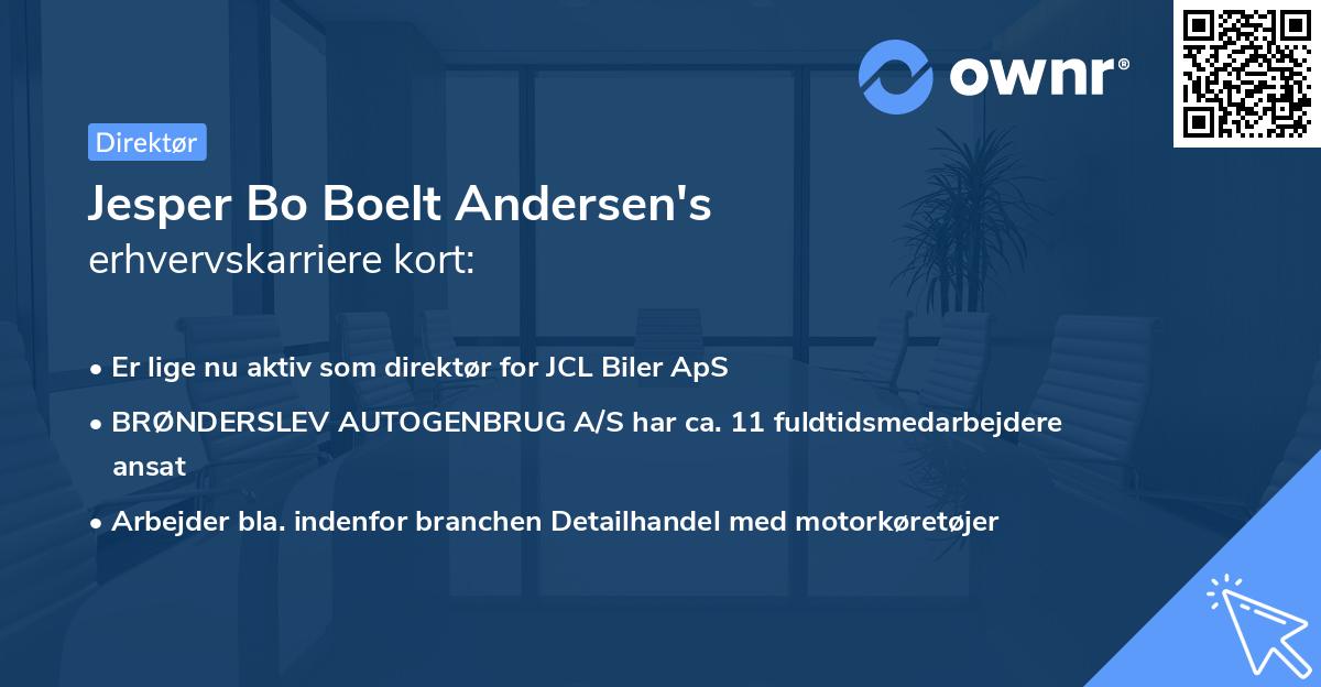 Jesper Bo Boelt Andersen's erhvervskarriere kort