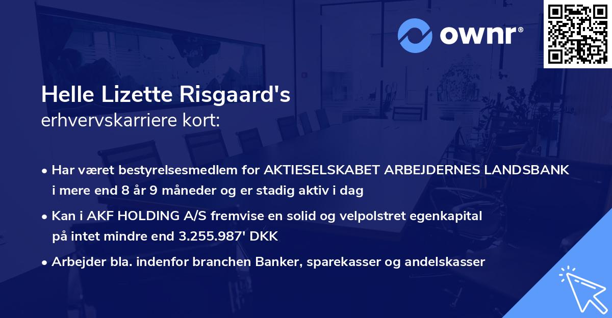 Helle Lizette Risgaard's erhvervskarriere kort