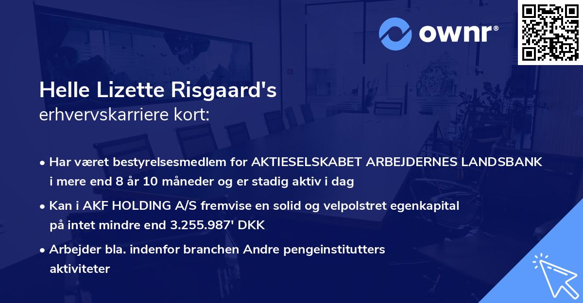 Helle Lizette Risgaard's erhvervskarriere kort