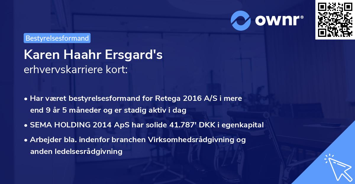 Karen Haahr Ersgard's erhvervskarriere kort