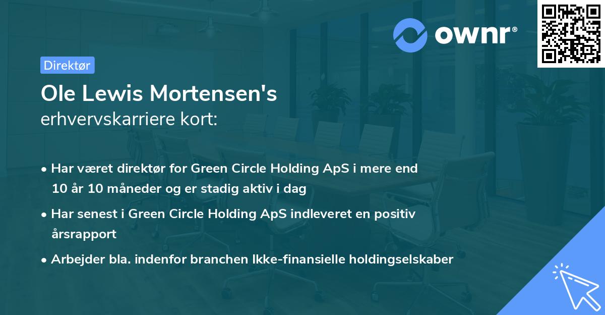 Ole Lewis Mortensen's erhvervskarriere kort