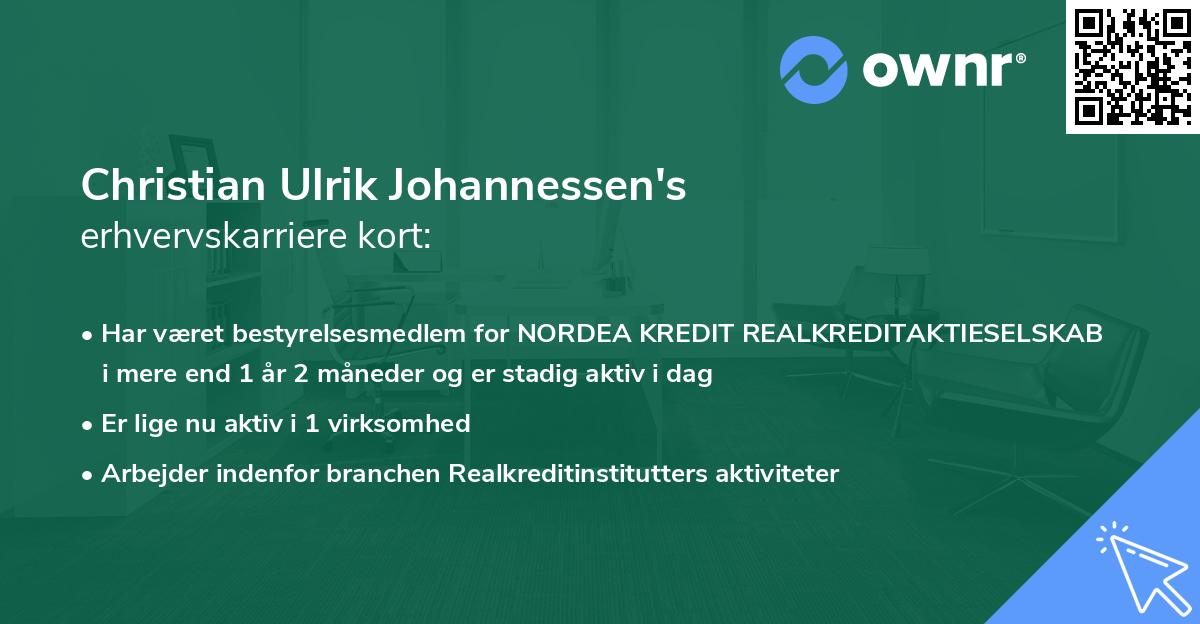 Christian Ulrik Johannessen's erhvervskarriere kort