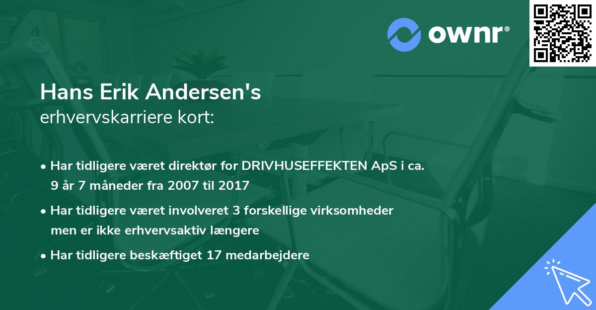 Hans Erik Andersen's erhvervskarriere kort