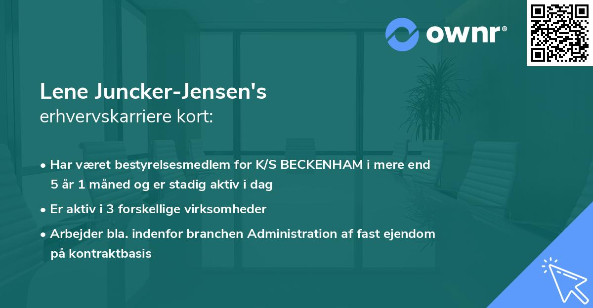 Lene Juncker-Jensen's erhvervskarriere kort
