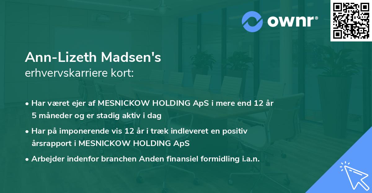 Ann-Lizeth Madsen's erhvervskarriere kort
