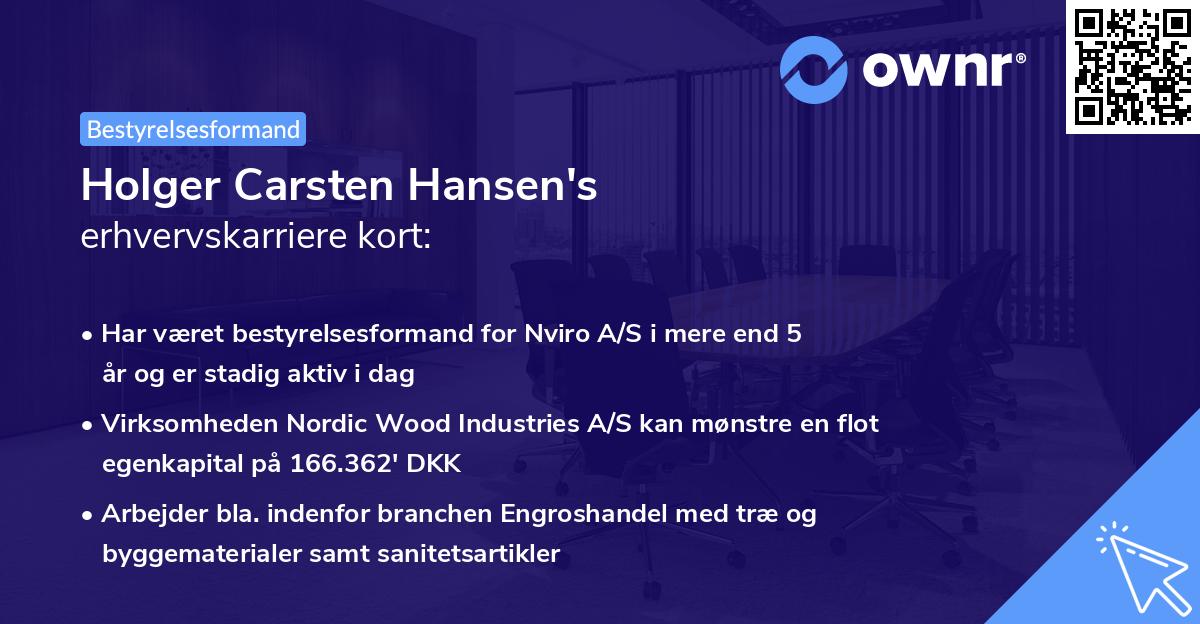 Holger Carsten Hansen's erhvervskarriere kort