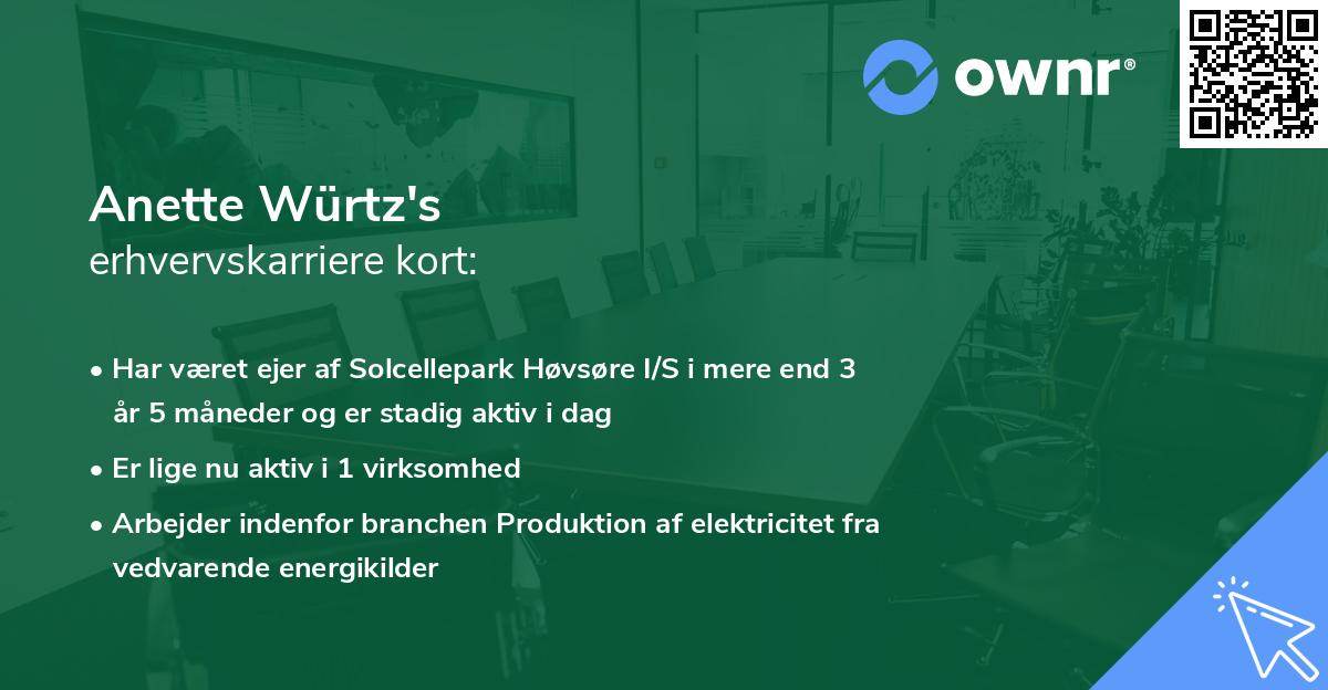 Anette Würtz's erhvervskarriere kort