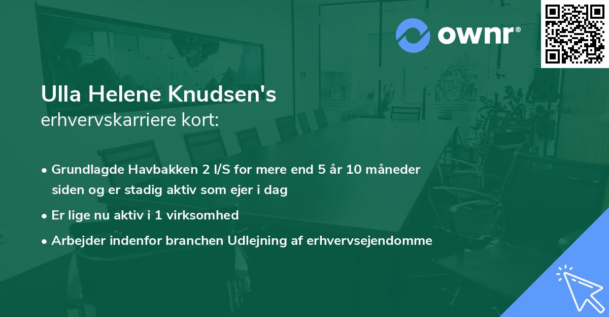 Ulla Helene Knudsen's erhvervskarriere kort