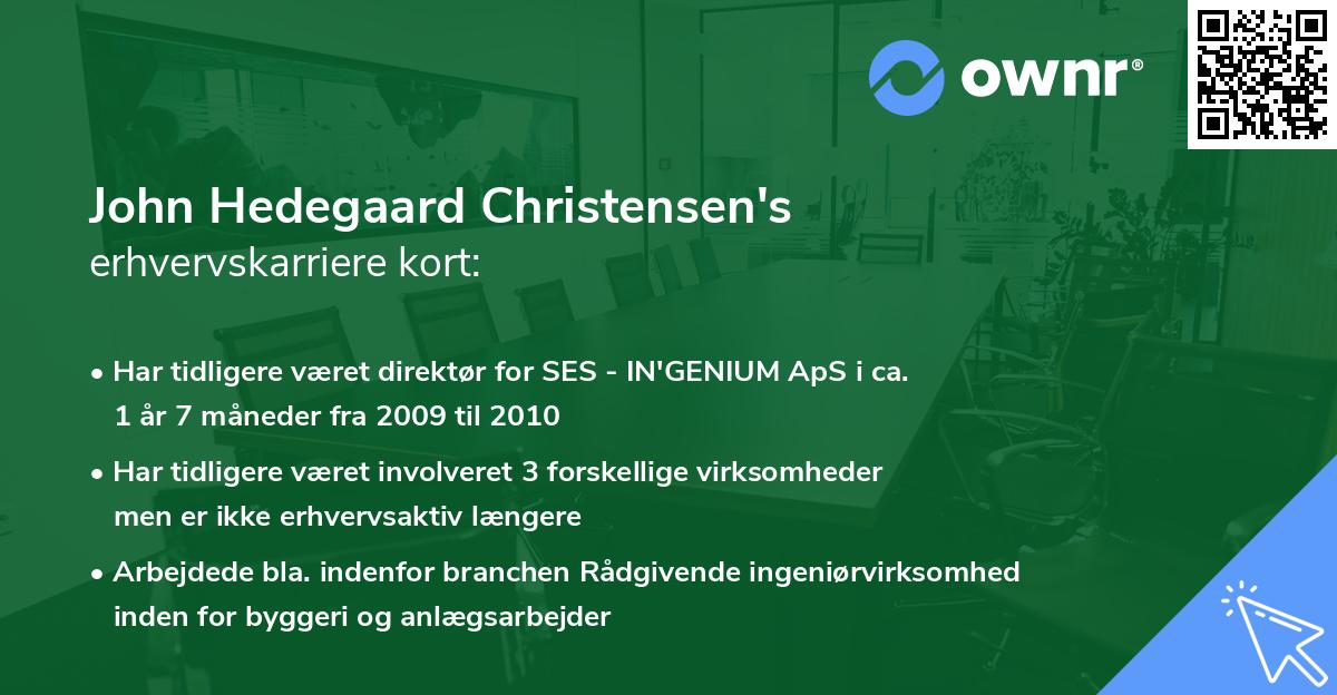 John Hedegaard Christensen's erhvervskarriere kort