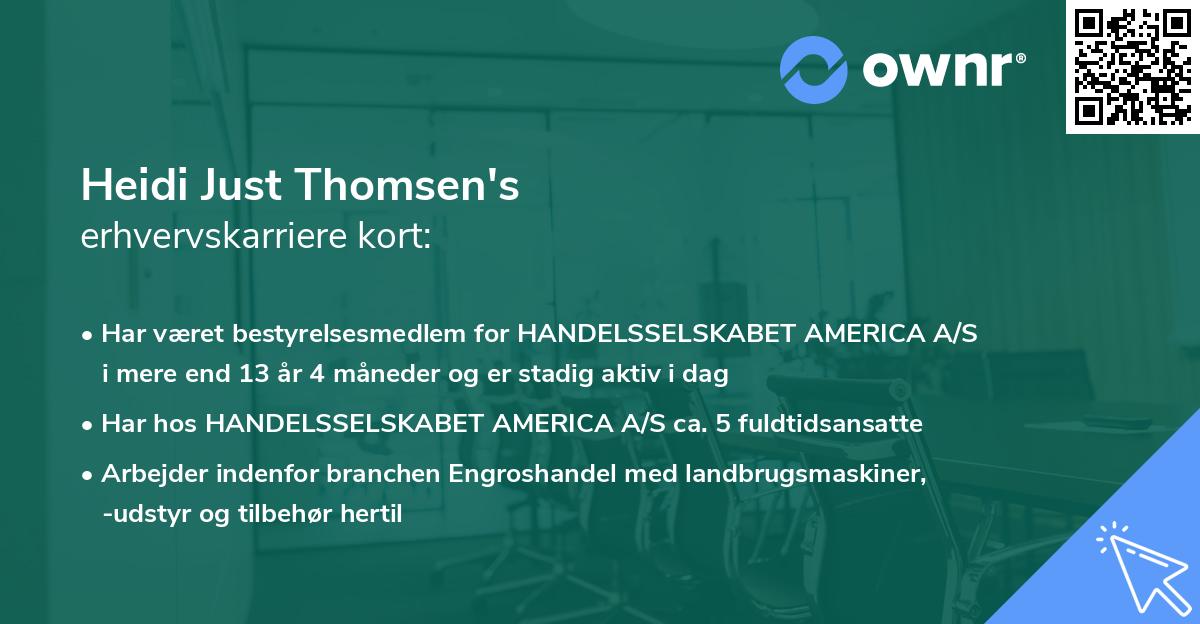 Heidi Just Thomsen's erhvervskarriere kort